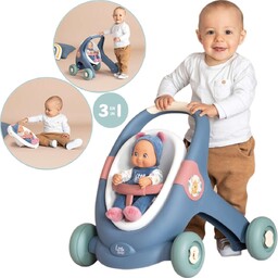 Little Smoby Chodzik z lalką zestaw 3w1 pchacz,
