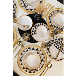 Elegancki 24-częściowy zestaw obiadowy ceramiczny, matowy biały, 100%