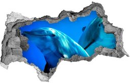 Dziura 3d fototapeta ścienna Dwa delfiny
