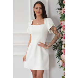 Sukienka mini dekolt karo kremowa Madonna