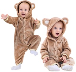 Piżama Onesie Kostium Przebranie Śpiochy Brązowy Miś Niemowlę