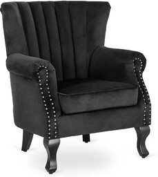 Elior Czarny welurowy fotel uszak glamour - Reven