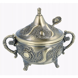 Cukiernica z łyżeczką złota stare złoto mosiądz metal