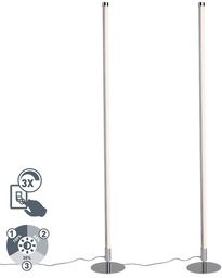 QAZQA Zestaw 2 nowoczesnych lamp podłogowych LED chrom