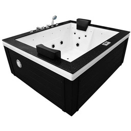 Czarna prostokątna wanna z hydromasażem 180x150 cm MUS-1089C