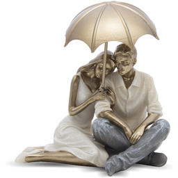 Figurka para z parasolem family złota 16x15x10,5 124728