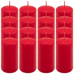 ŚWIECE STOŁOWE CZERWONE 16SZT 10x5CM DEKOR ŚWIECZKI WALCOWE