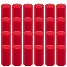 ŚWIECE STOŁOWE CZERWONE 24SZT 10x5CM DEKOR ŚWIECZKI WALCOWE