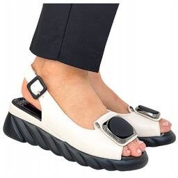 Artiker Sandały Damskie Beżowe 56C2204 Na Koturnie Buty
