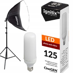 Lampa do zdjęć softbox Mocna Żarówka 125W statyw