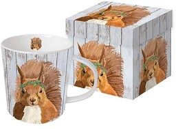 DUŻY KUBEK PORCELANOWY Wiewiórka w wianku