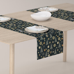 Bieżnik prostokątny, złoty wzór na czarnym tle, 40