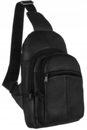 Skórzany plecak na jedno ramię czarny [DH] AL-67