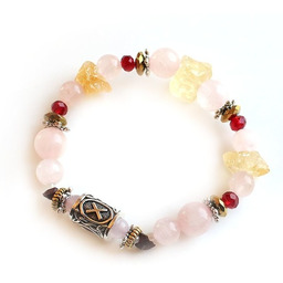 Pakamera Miłość - runa gebo kwarc różowy cytryn