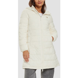 GUESS Beżowa długa damska kurtka New Aleta