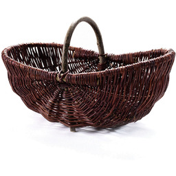 Wiklinowy kosz na grzyby z wikliny ciemnej winogronowy