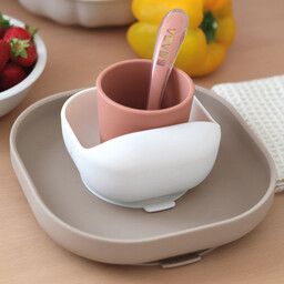 Silikonowe naczynia dla dzieci Zestaw z przyssawką Terracotta