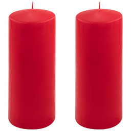 ŚWIECE STOŁOWE CZERWONE 2 SZT 25x10CM ŚWIECZKI WALCOWE