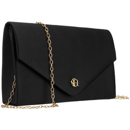 Czarna kopertówka damska z tkaniny syntetycznej zamykana klipsem