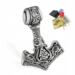 Srebrna Zawieszka Młot Thora 925 Męski Wisiorek Mjolnir