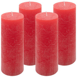 ŚWIECE STOŁOWE CZERWONY RUSTYKALNE 4 SZT 7,5x20 CM