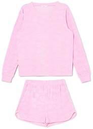 Cropp - Różowa welurowa piżama w serca -