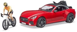Bruder, Auto Roadster czerwone z roweram górskim