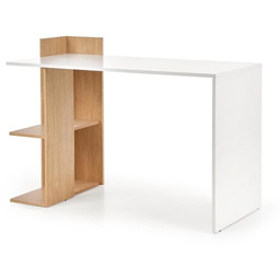 Biurko z regałem białe / dąb złoty mat