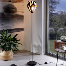 EGLO Lampa podłogowa Carlton ze stali, czarna/miedziana