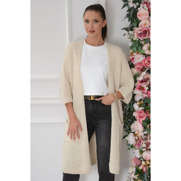 Sweter kardigan midi gruby splot beż Banito