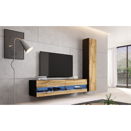 Witryna wisząca czarna / dąb wotan mat 40