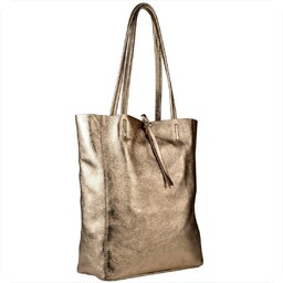 Torebka skórzana lekka shopper stare złote