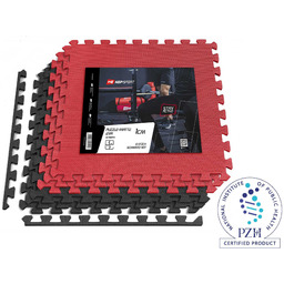 Mata puzzle EVA 1cm czarno/czerwona - 6 sztuk
