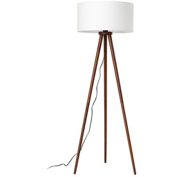 Lampa Podłogowe Lindby, Charlia, drewniany, salon, tkanina tekstylia,