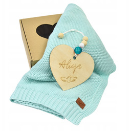 Serce Z Drewna Metryczka Grawer Koc Bambusowy Zestaw