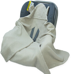 OTULACZ DO FOTELIKA NOSIDEŁKA MUŚLINOWY Z KAPTURKIEM KOCYK