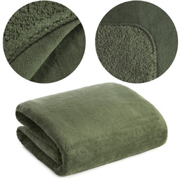 Koc 150 x 200 Mikrofibra Dwustronny Tedy Oliwka