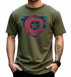 Nowoczesny T-shirt ''Captain America LOGO'' Bawełna M