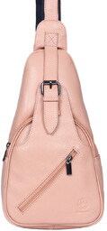 Plecak miejski crossbody damski skórzany brzoskwiniowy