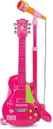 Bontempi - Różowa elektroniczna gitara rockowa z mikrofonem