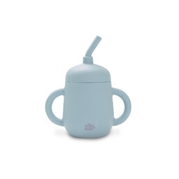 Interbaby Kubek niekapek z silikonową słomką niebieski
