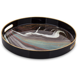 Taca dekoracyjna okrągła czarno złota 4,5x34,5x34,5 162787