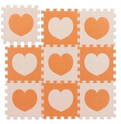 Relaxdays Puzzle piankowe w serduszka 9 sztuk pomarańczowo-beżowe