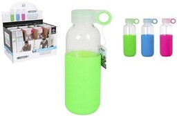 Bewinner szklana butelka na wodę silikonowa (400 ml)