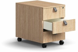 Mobilny kontenerek QBUS, 3 szuflady z uchwytami, zamykany,