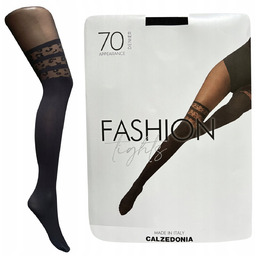 Rajstopy wzorzyste Calzedonia ANIMALIER panterka 70den czarny 3/4