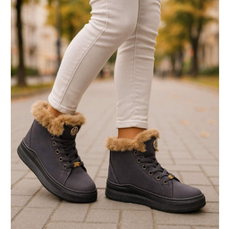 Szare ocieplane botki jak trampki z kożuszkiem