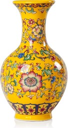 Qinlang Mały żółty wazon na kwiaty, 15,2 cm,