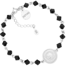 Srebrna Bransoletka Z Medalionem I Kryształami Swarovski