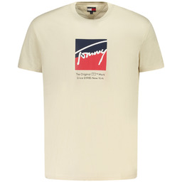 TOMMY HILFIGER MĘSKA KOSZULKA Z KRÓTKIM RĘKAWEM BEŻOWA